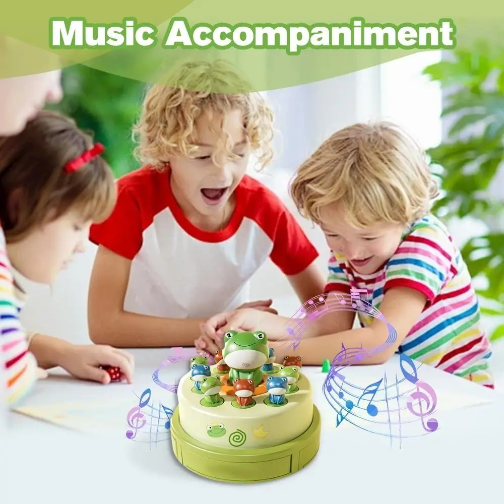 Cartoon Bounce and Catch Frog Board Games with Music Interactive Tabletop Family Games Three Adjustable Modes Frog Board Games