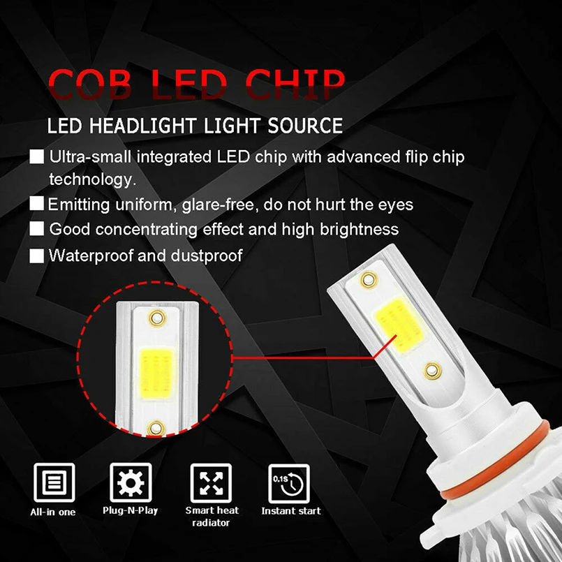 Direal C6 Car H7 Led H4 fari h1lampadine H11 H3 H8 H9 880 HB3 9005 HB4 9006 H13 6500K 50W 12V fari Auto fendinebbia lampadine a led