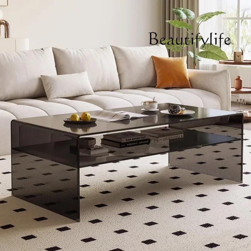 طاولة قهوة أكريليك غرفة معيشة بسيطة طاولة شاي مستطيلة مخصصة طاولة قهوة مكتب صغير حديث بسيط #2