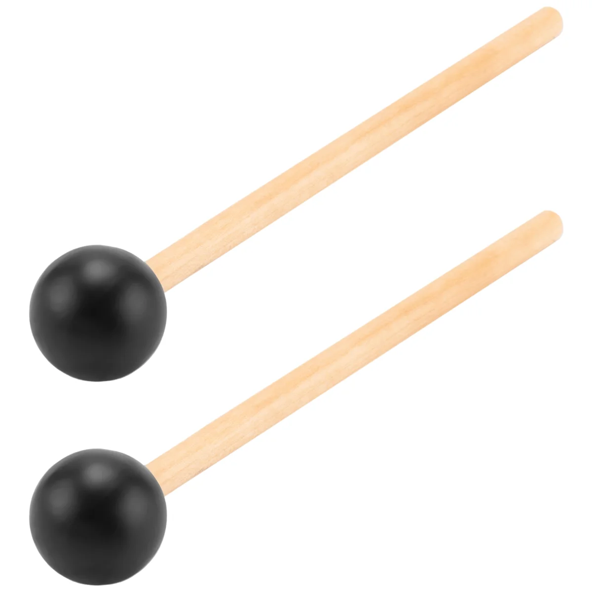 A99U 2Pcs Soft Rubber Head Sticks Wood Handle Bell Mallets for Glockenspiel Xylophone Bell Music Instruments Parts Black