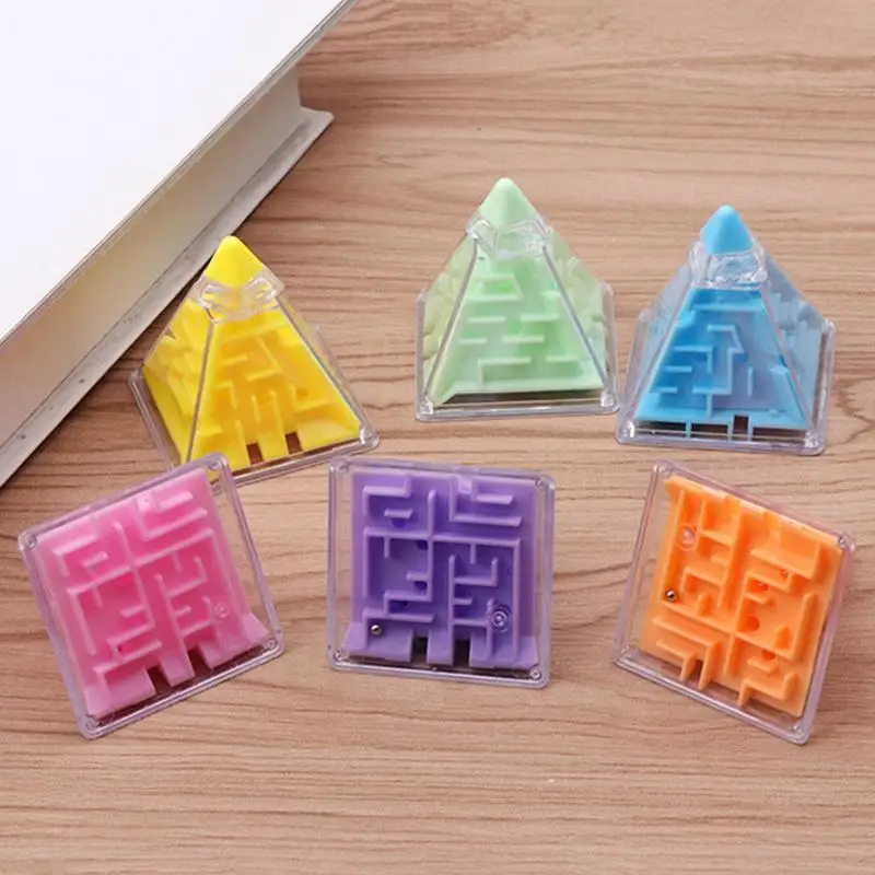 Kid 3D Maze Pyramid Magic Cube Puzzle Rolling Ball Labyrinth Game Educational Toys for Children