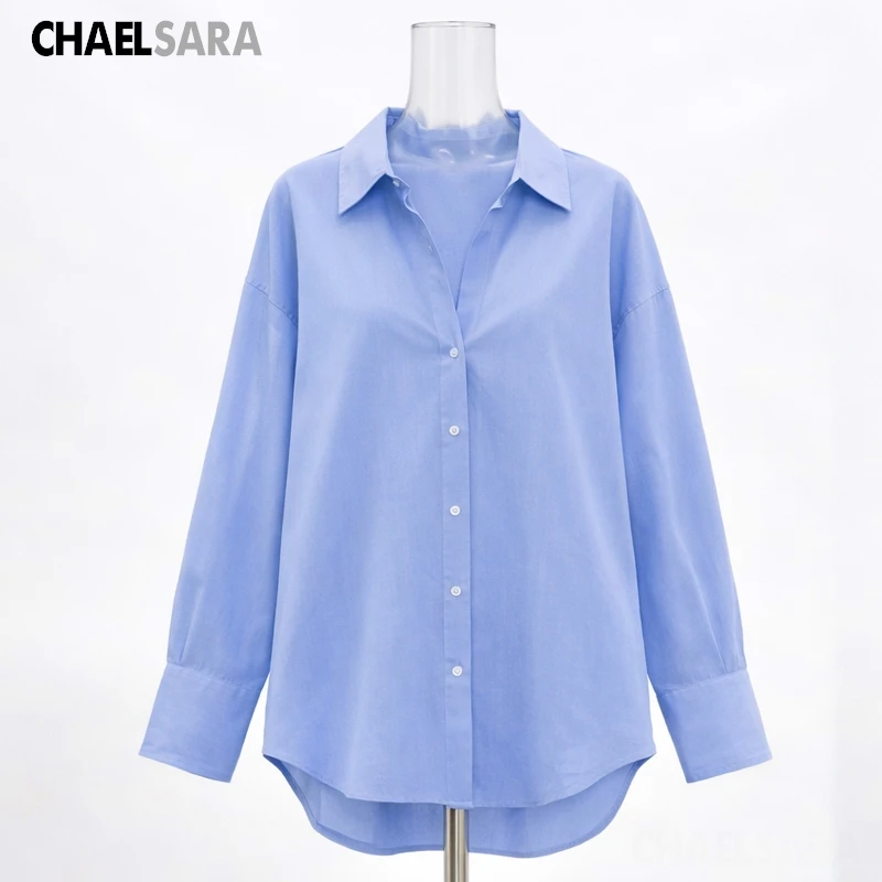 Chic Vintage Blue Long Sleeve Blouse for Women - Spring 2026