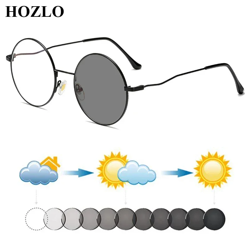 

Retro Round Alloy Women Photochromic Myopia Sunglasses Men Shortsighted Nearsighted Spectacles Travel Driving Dark Glasses 0~-6