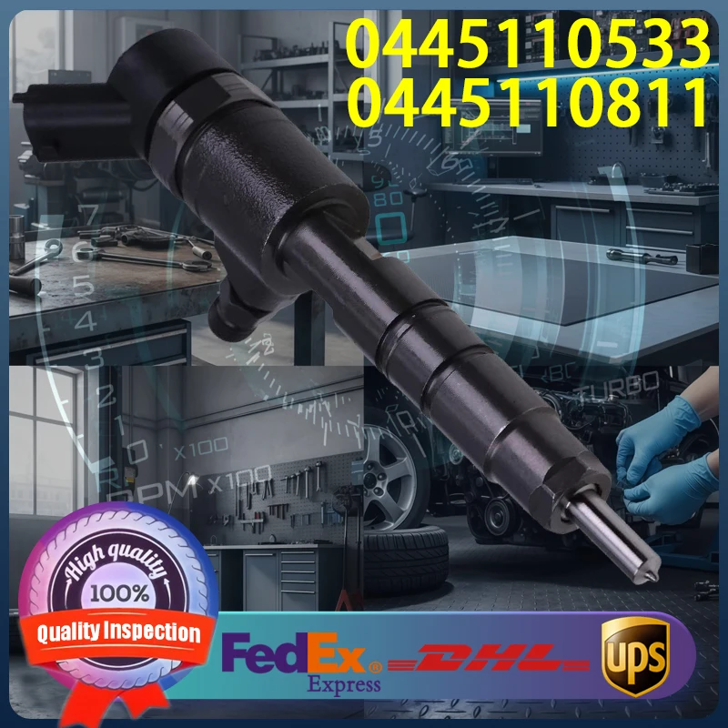 

0445110533 Common Rail Diesel Injector 0445110811 for FAW Fourth Rings Caijun CA4D 2.8L EU3 LOMBARDINI Diesel Engine
