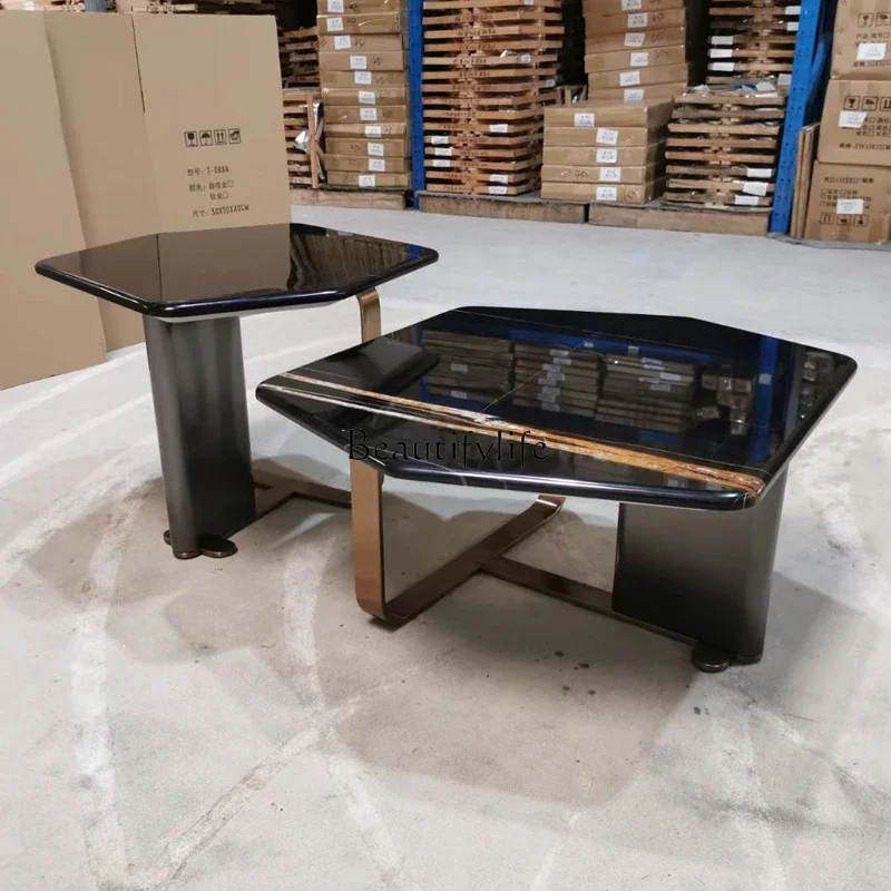 

FGHousehold living room marble coffee table special-shaped light luxury small apartment high-end coffee table