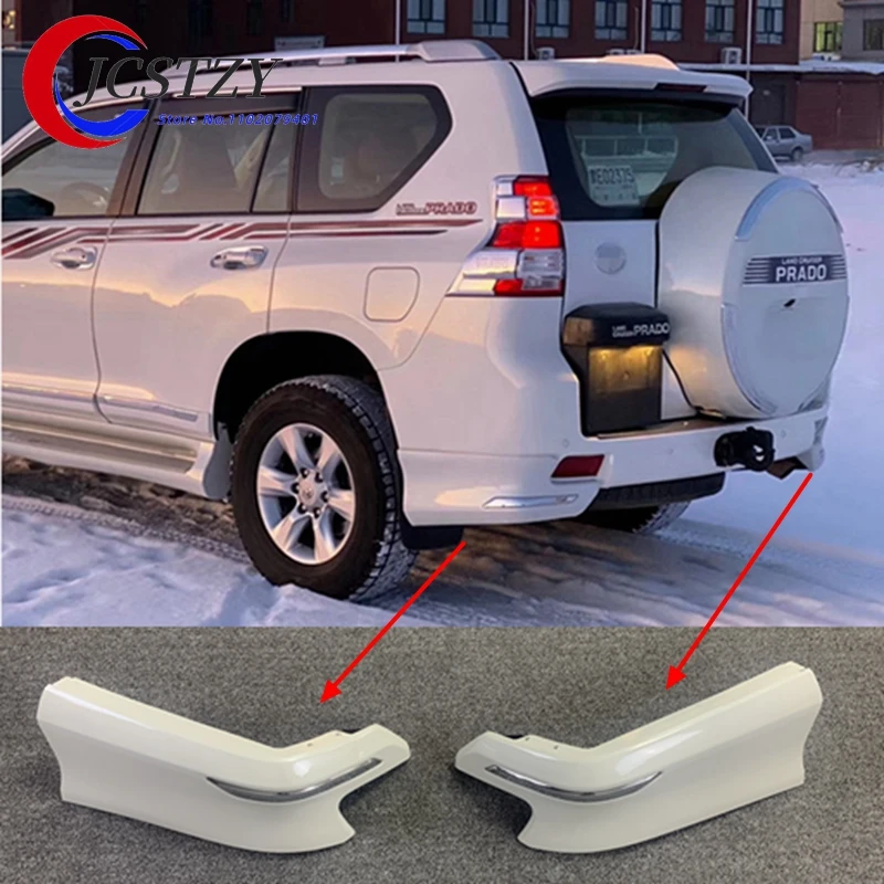 For Toyota Cruiser Prado FJ150 2010-2017 White Color Rear Bumper Corner Sliding Lip Protector Guard Covers auto parts 2 pcs