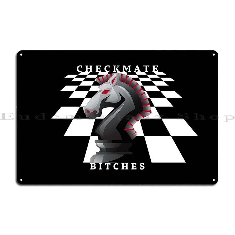 Checkmate Chess Piece Knight Metal Sign Design Plaques Wall Mural Designer Create Tin Sign Poster