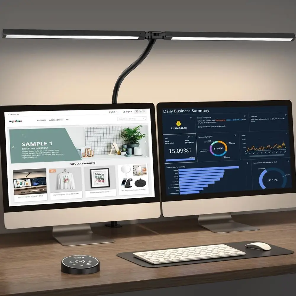 

Pzloz Led Desk Lamp or Oice Home - Eye Caring Architect lamp with Clamp,Dual Sn Computer Monitor Work Smart Light: 24W 5 Color l