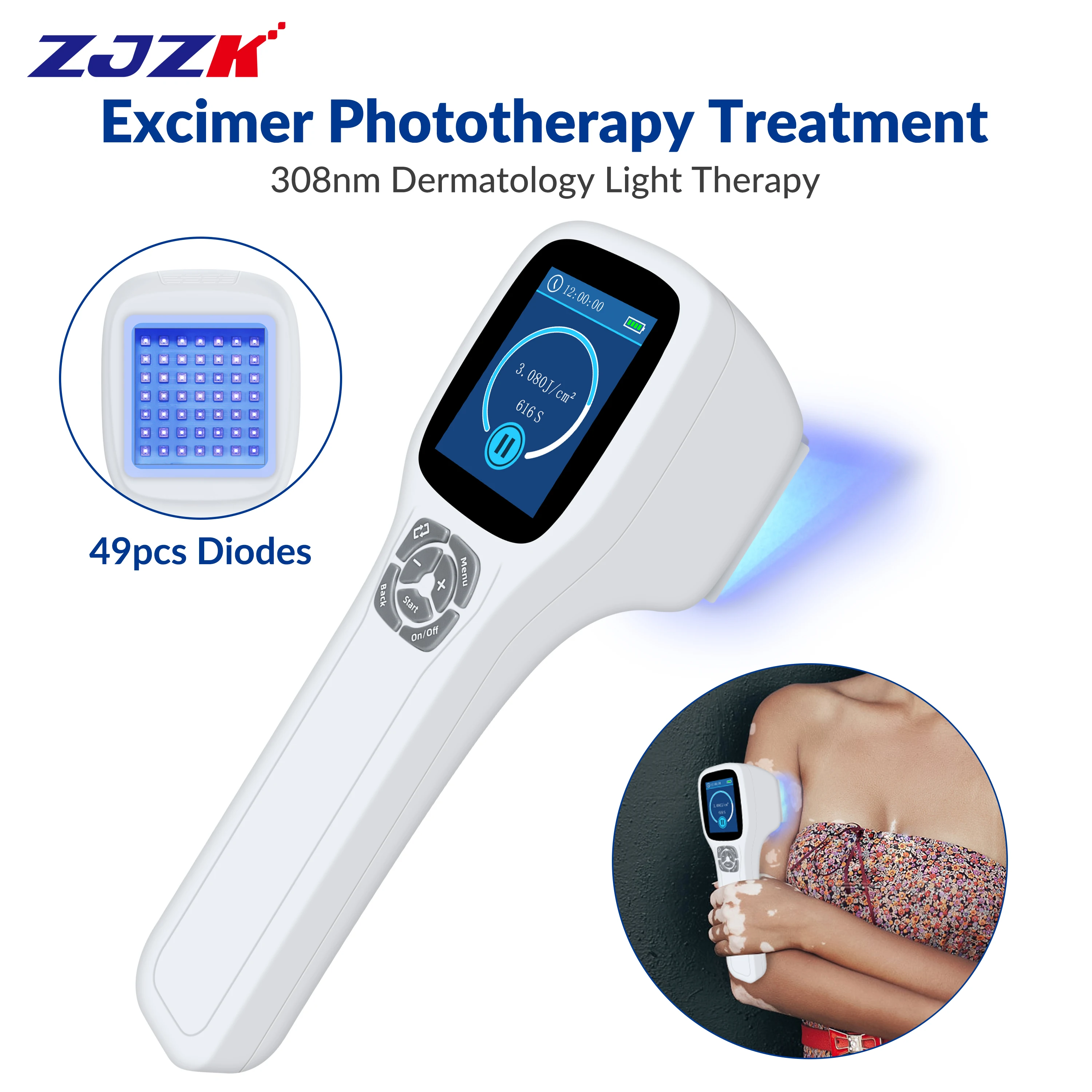 

ZJZK Excimer Therapy UV Light And Psoriasis 308nmx49diodes Best UVB Light For Folliculitis Viral Infectious Skin Disease