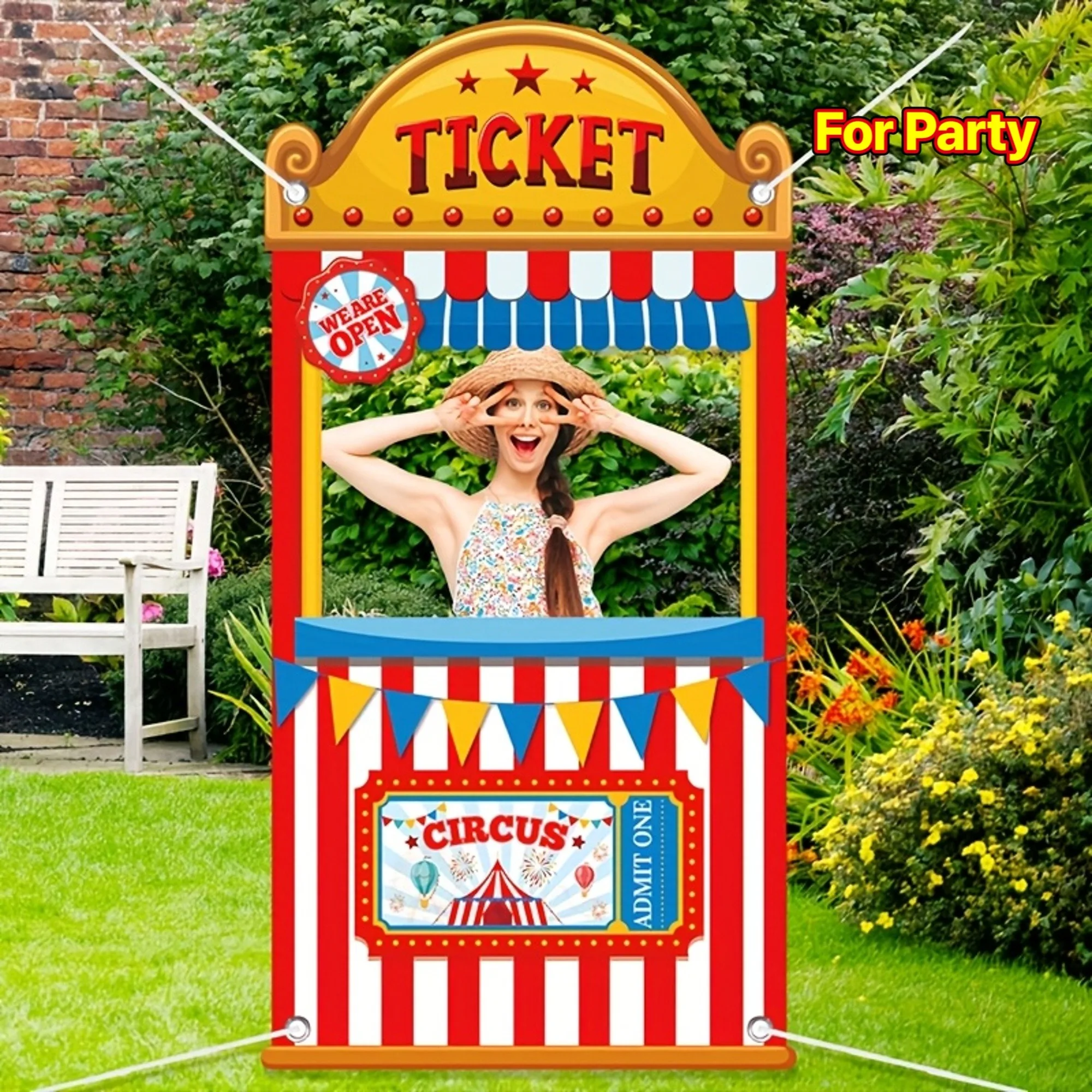 1 Stück Karneval-Zirkus-Thema Foto-Türbanner Hintergrund Fotohintergrund Zirkus Geburtstagsparty Lustige Dekorations-Requisiten