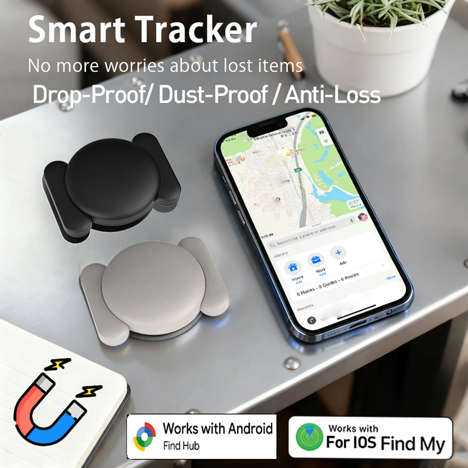 1/4-pack For Apple Find My/Google Find Hub Tracker Strong Magnetic Waterproof Anti-lost Finder Device For IOS/Google Smart Tag