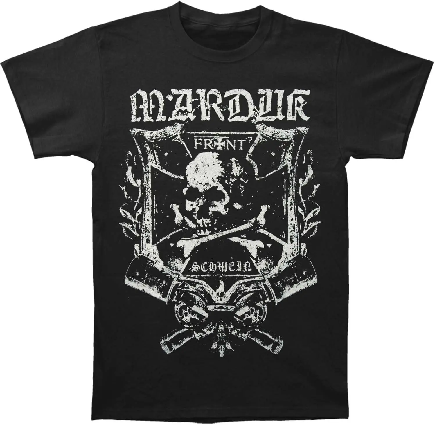 Marduk Men's Frontschwein Shield T-Shirt Black  High Quality 100%Cotton Short Sleeve