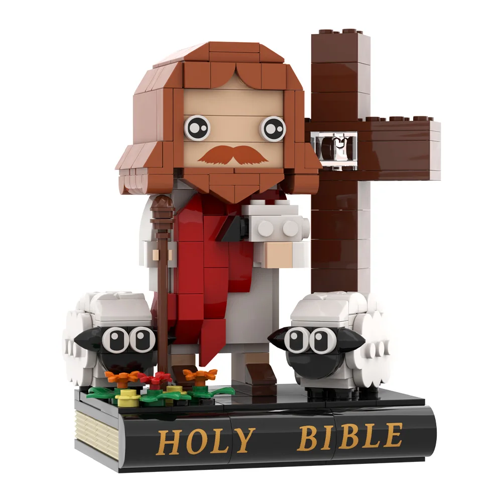 MOC Jesus  Building Blocks Nativity Godfather Church Shepherd Angel Cross House Assembled Brick Toy Kid Christmas Gift