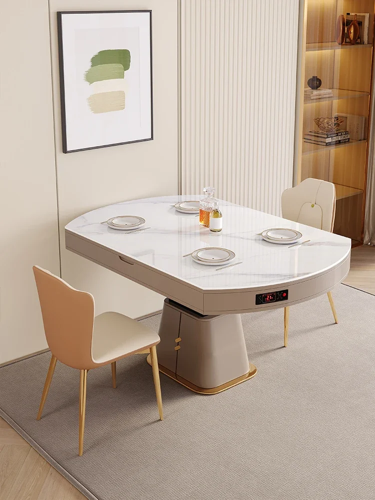 

# Легкая роскошь, интеллектуальный подъемный журнальный столик, обеденный стол, гостиная двойного назначения, небольшая квартира, современный