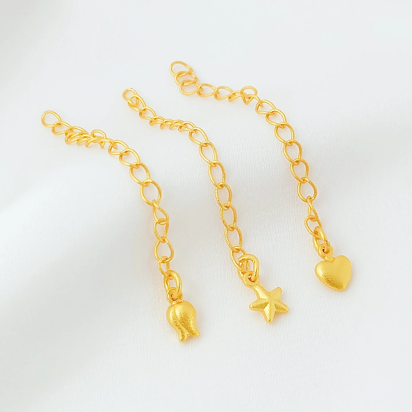 Diy Copper Plated 18K Sand Gold Flower Bud Heart Heart Extension Chain Bracelet, Necklace Accessory