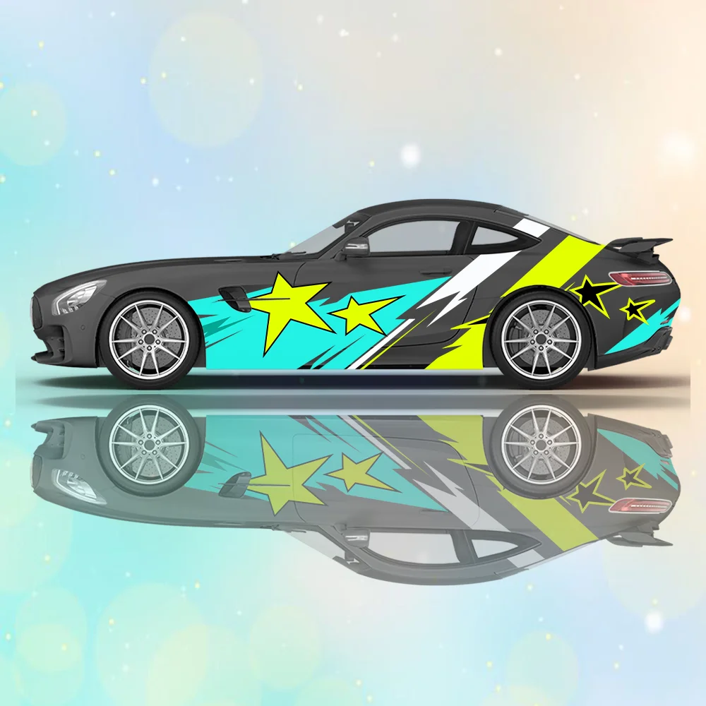 

Цветная пятиконечная звезда, автомобильные виниловые наклейки, самоклеящаяся наклейка из ПВХ, подходит для грузовиков, внедорожников, украшения, автоаксессуары