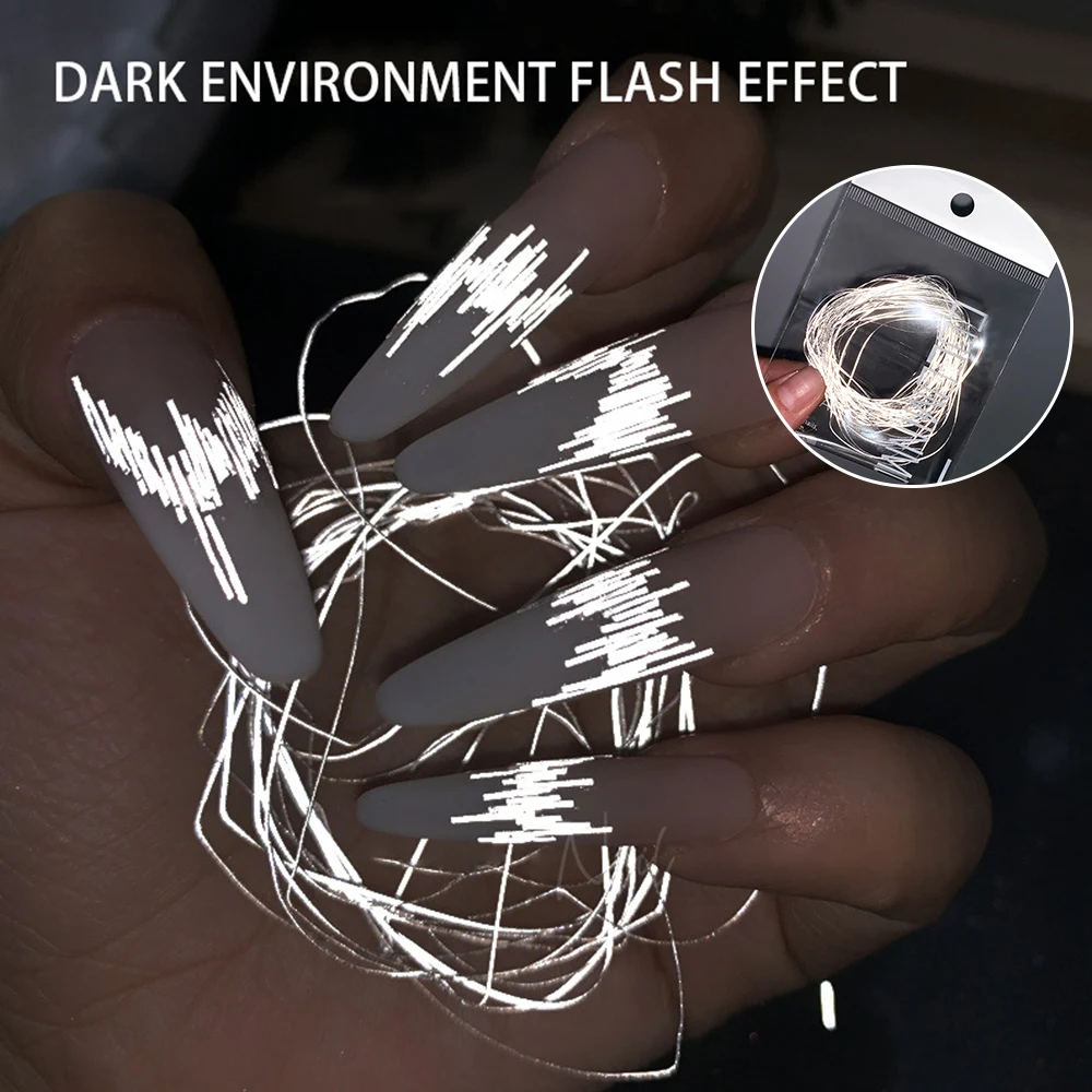 Seda reflectante de alto brillo para manicura nocturna, decoraciones para uñas con efecto de Flash súper brillante, suministros de arte para manicura