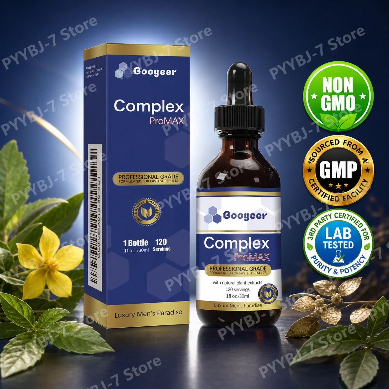Men's Wellness Drops 100% Natural Liquid with Maca, Ginseng & L-arginine, 120 Servings 30ml