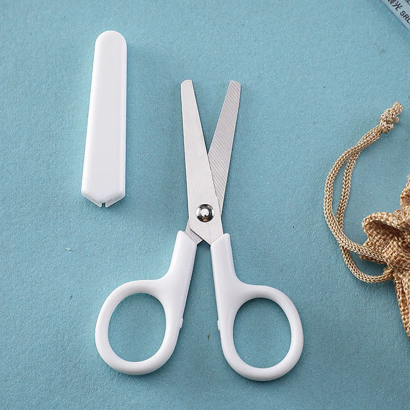 Mini White Color Scissor INS Style Portable Stainless Steel Blade Cutter for Paper Handwork Stationery Office School Gift