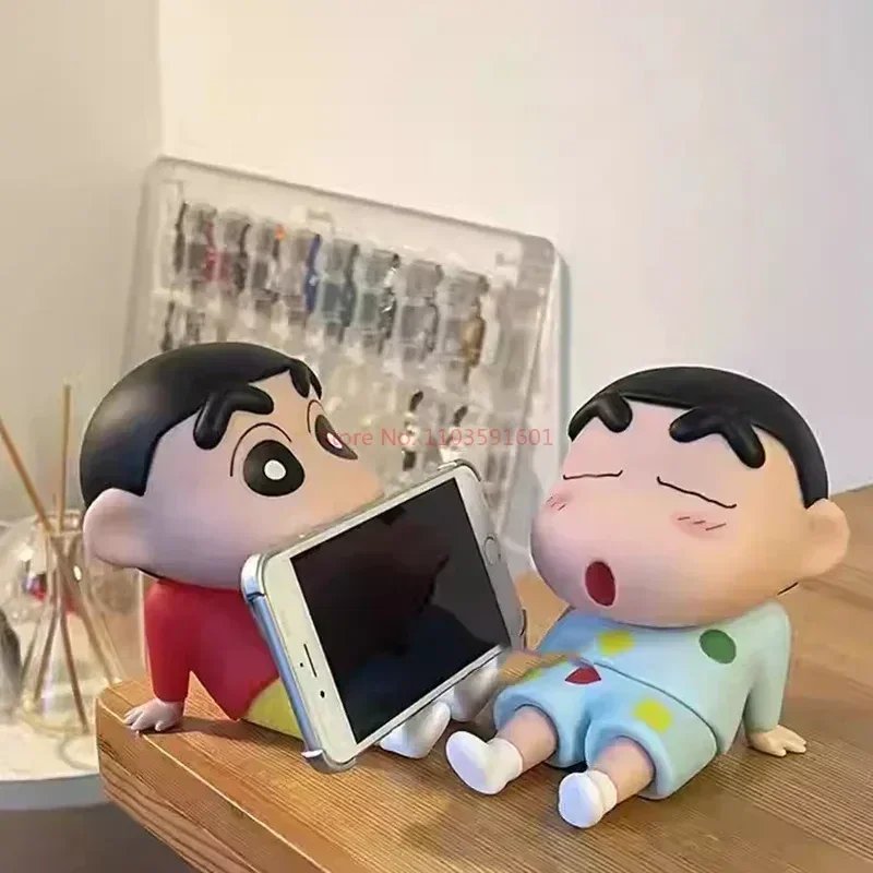 

12cm Crayon Shin-Chan Figure Shinchan Anime Figures Mobile Phone Holder Pvc Statue Collection Room Decoration Toy Birthday Gift