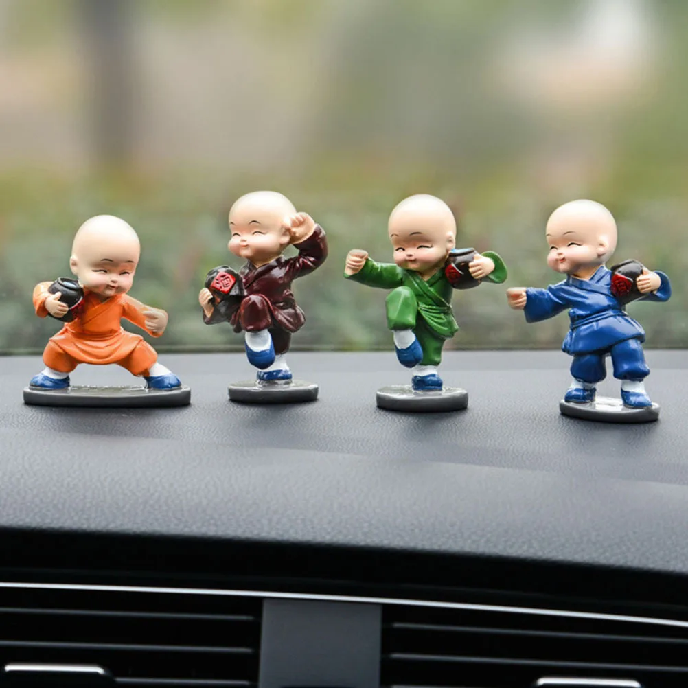 

4Pcs Chinese Kung Fu Monk Car Interior Decoration Resin Statue Home Decor Car Seat Ornament Kongfu Monks Home Decor