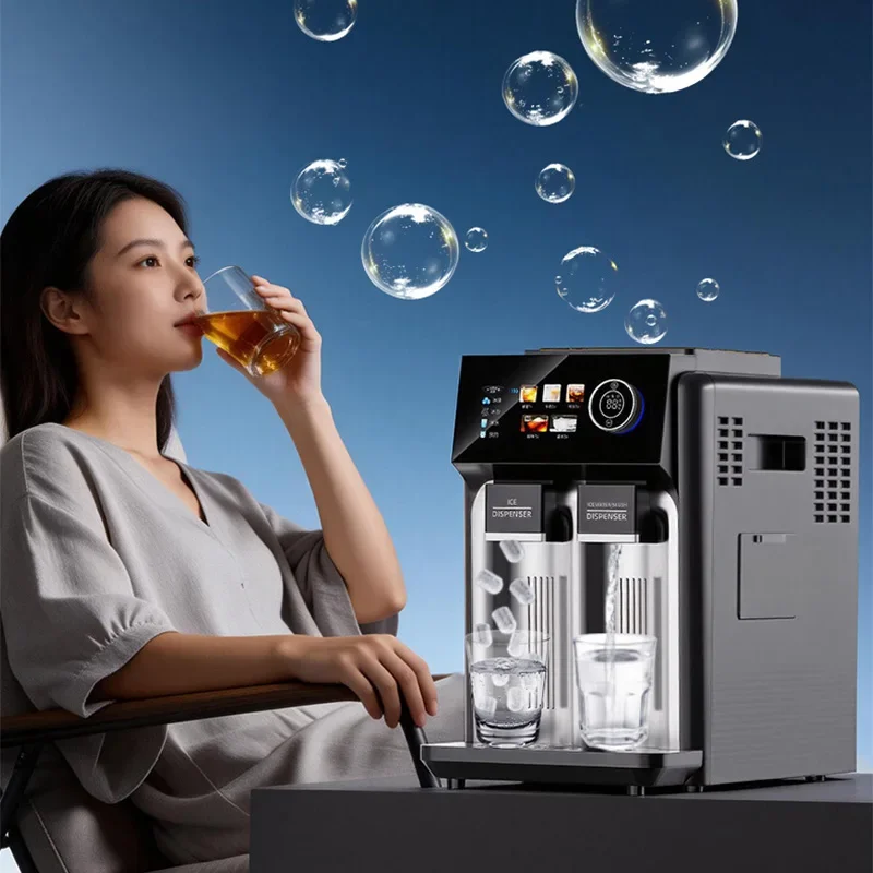 &Stainless Steel Multi-Function Ice Maker for Home Kitchens Ice Cubes/Slushies/Water Cooler Smart Digital Display Countertop Wat