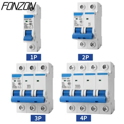 DIN rail miniature circuit breaker DZ47-63 AC household circuit air switch 1P 2P 3P 4P MCB 6A10A16A 20A 25A 32A 40A 50A 63A