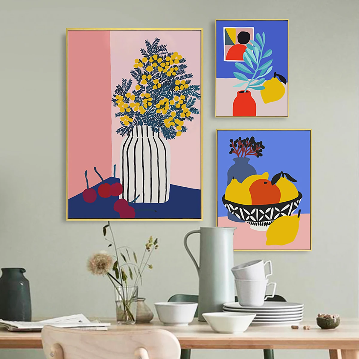 3pcs/set Canvas Print Painting Poster Colorful Cartoon Flowers Modern Nordic Living Room Bedroom Wall Picture Art Home Decor