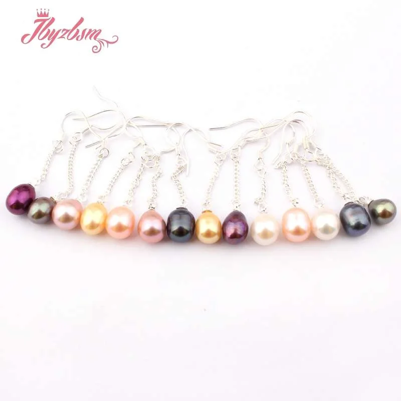 Natural Oval Freshwater Pearl Tibetan Silver Dangle Gorgeous Hook Earrings 1 Pair Fashion Women Bridal Engagement Jewelry