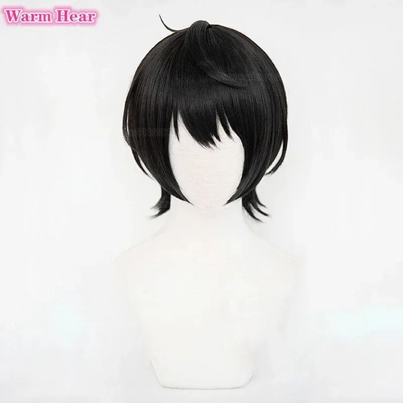 Gioco di alta qualità ES Sakuma Rei Sintetico corto nero Cosplay Anime Capelli resistenti al calore Parrucche per feste di Halloween + Cappellino per parrucca gratuito gp;/