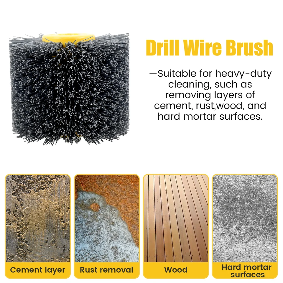 7-Piece Wire Drawing Wheel Set – Burnishing Polishing Buffer Drum Brushes