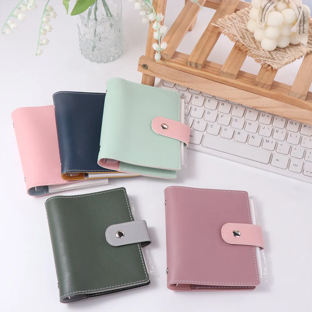 Semplice mini taccuino a fogli mobili Pagina vuota 45 fogli Notebook portatile Programma M5 PU Raccoglitore fai da te Notebook Studio
