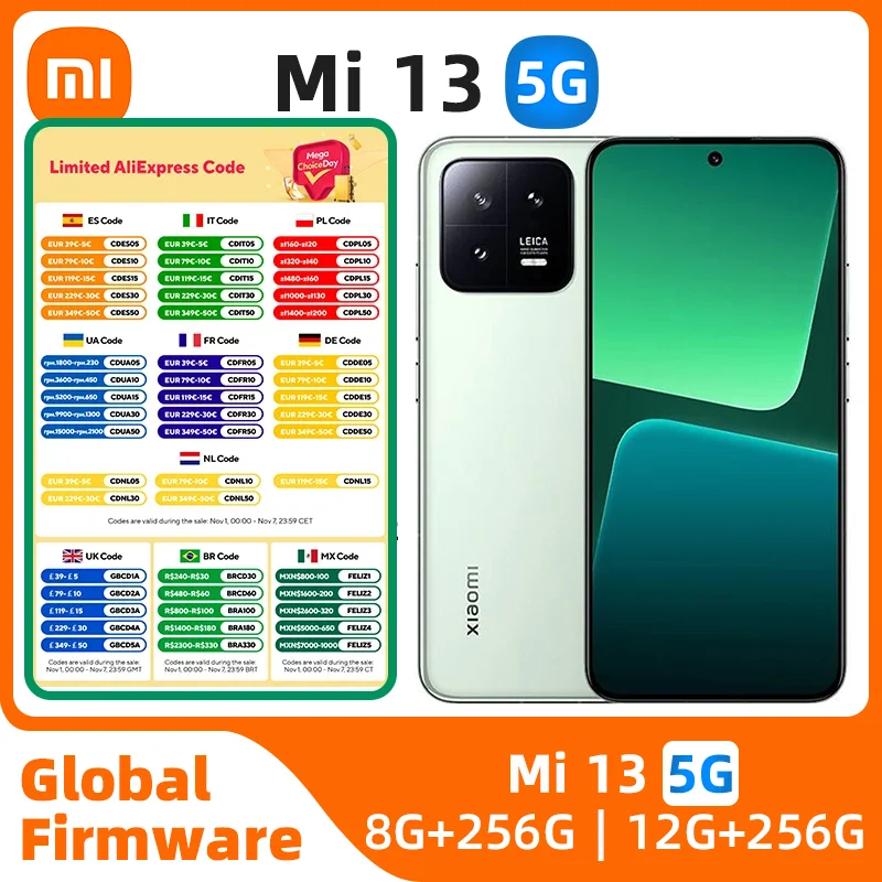 

Xiaomi Mi 13 Android 5G Unlocked 6.36 inch 12GB RAM 256GB ROM All Colours in Good Condition Original used phone