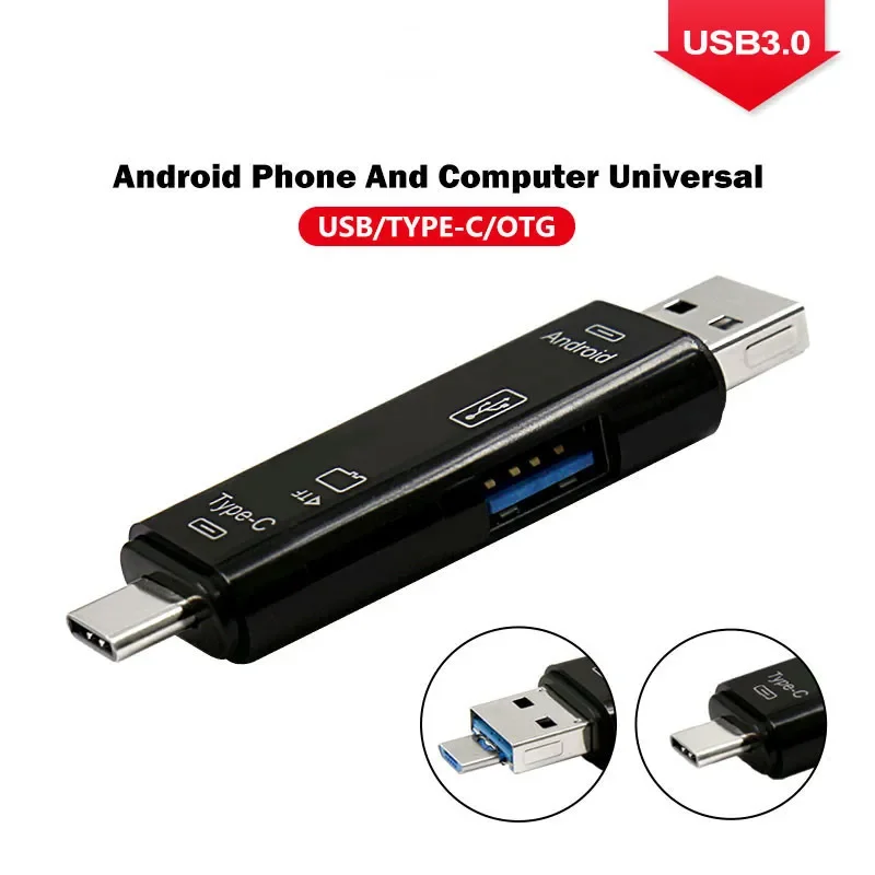 Lecteur de cartes mémoire USB3.0 TF 3 en 1, lecteur de cartes OTG de Type C, adaptateur Micro USB Flash, lecteur de cartes microsd