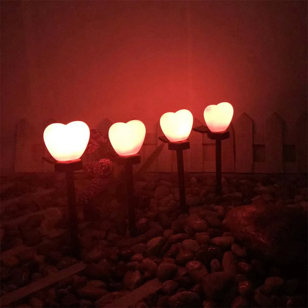 Lámpara de tierra de energía Solar, luz de enchufe de tierra decorativa con forma de corazón, impermeable IP55, decoración de entrada de calle para césped de patio