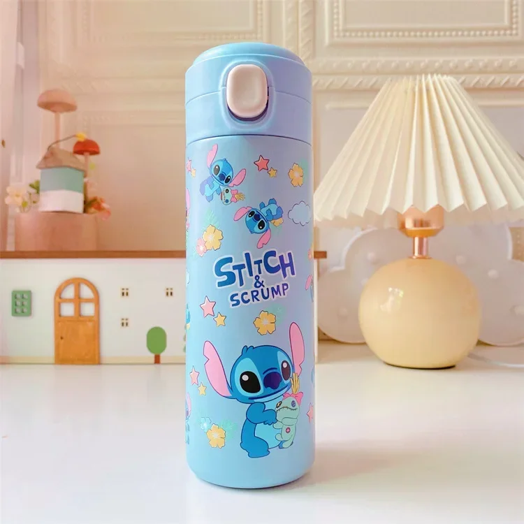 Disney-Stitch Garrafa De Água Portátil, Garrafa Térmica De Aço Inoxidável, Copo, Caneca De Viagem, Temperatura Inteligente, Presente De Natal, 420ml