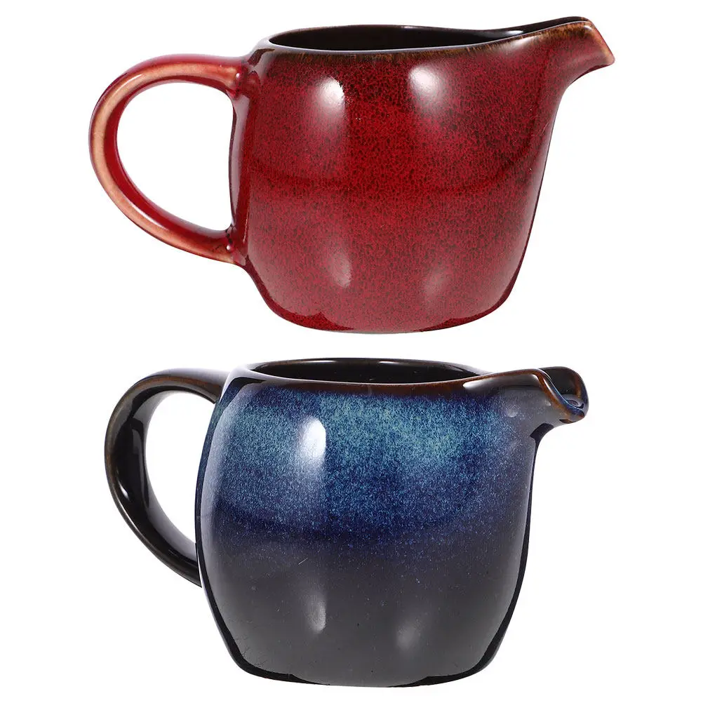 

2Pcs Mini Ceramic Creamer Pitcher Milk Jug for Coffee Shop Tearoom Restaurant Latte Art Syrup Dispenser Sauce Pitcher Compact