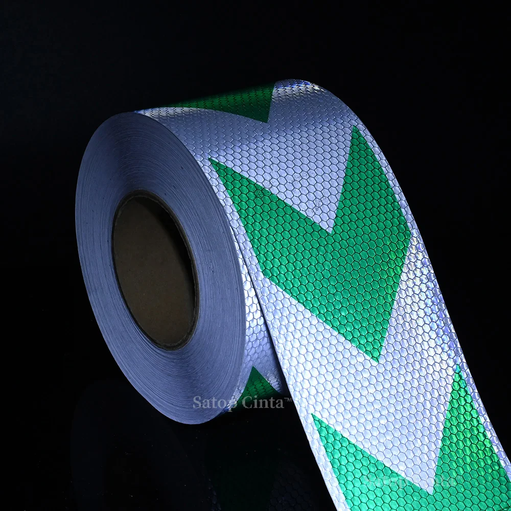 10CM*5M Arrow Car Reflective Stickers White-Green Tapes Waterproof Adhesive Safety Warning Reflectors Strip For Truck Motorcycle