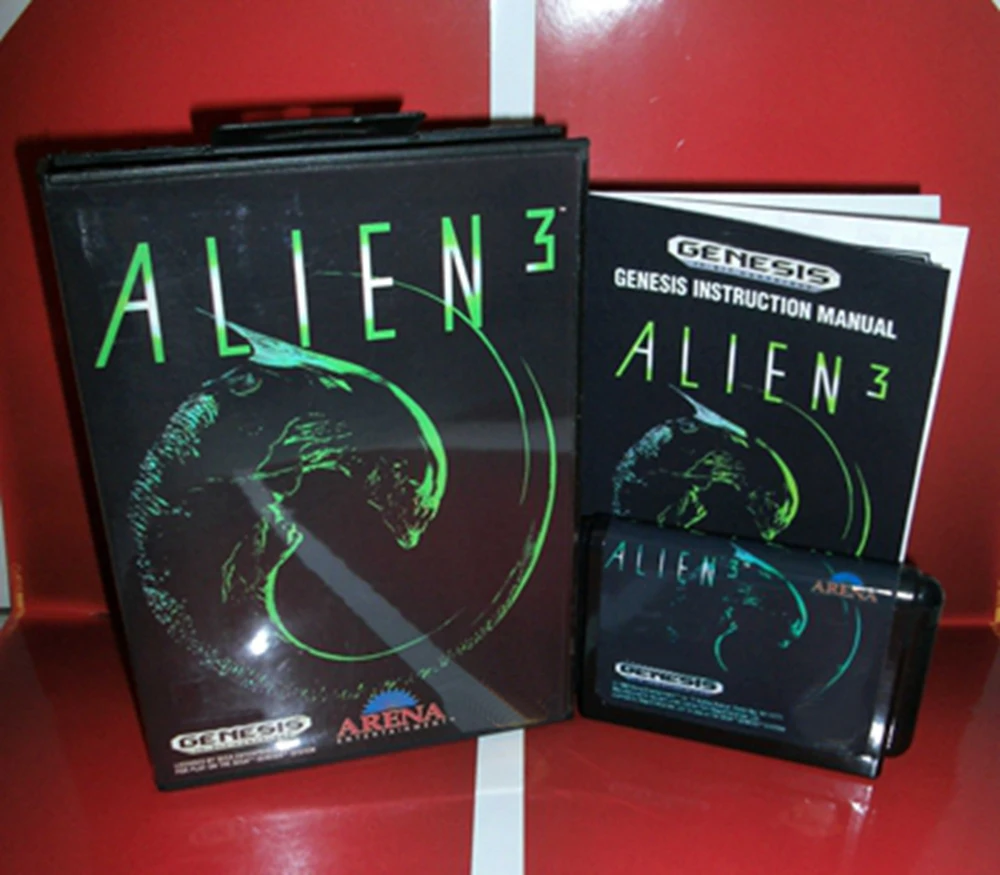 エイリアン3-16ビットのケースと手動,ピンク,md,ゲームカートリッジ,ジャイカトリブ,ジェネシスシステム用