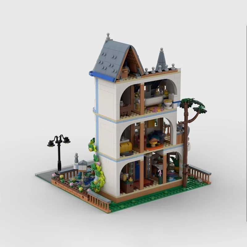 411 قطعة MOC وحدات عرض مجموعة القلعة السرير وحدات نموذج هدية الكريسماس اللبنات العمارة لتقوم بها بنفسك لعبة فكرة الإبداعية للأطفال