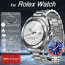 2024 New For Rolex Smartwatch Men Real Compass Amoled Always Displays Watches AMOLED 466*466 HD Bluetooth Call Clock Smartwatch