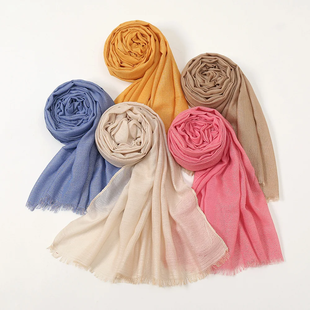 Autumn Winter Islam Women Hijab Turban Long Scarf Muslim Fringe Shawl Scarves Stoles Headscarf Wrap Foulard Headwrap Solid Color