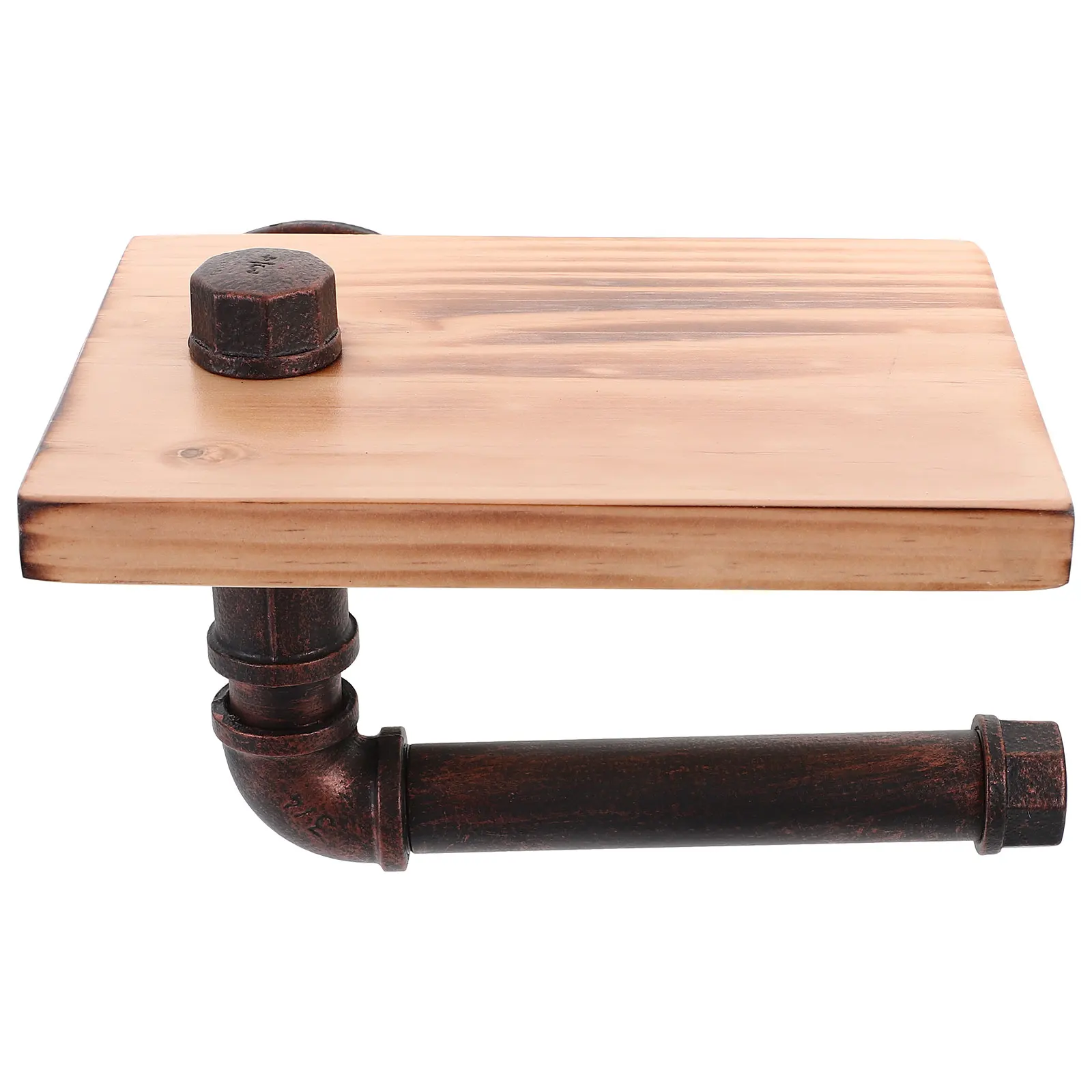 

Rustic Bathroom Shelf Wall Mount Toilet Paper Holder Retro Decorative Craft Rack Cell Phone Storage Wooden Board R om Color Easy