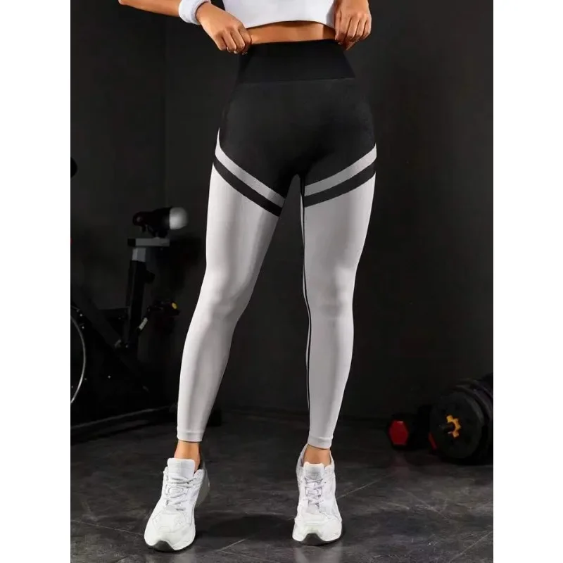 Seamless Stripes Leggings High Waist Butt Lift Leggings Women High Elastic Fitness Fashion Sports Pants Gym Cycling Yoga Tights