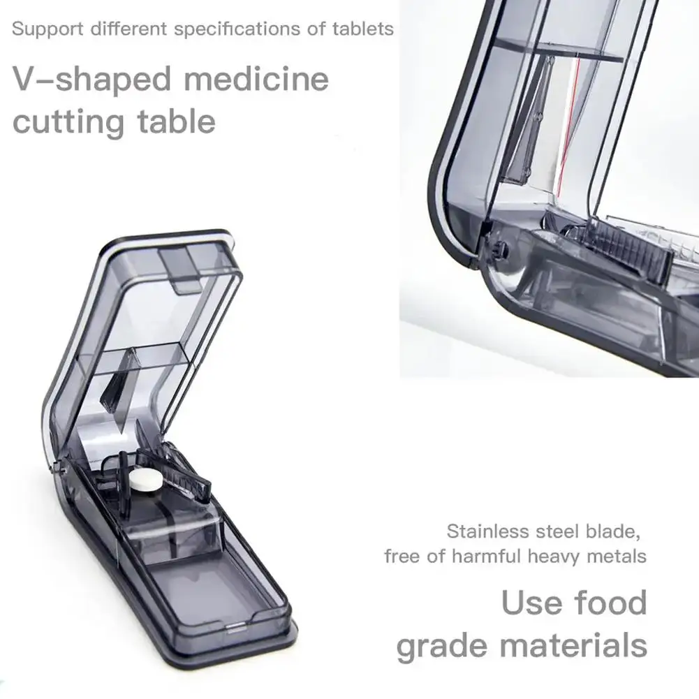 Coupe-pilule portable, boîte à médicaments, séparateur de coupe de pilules, coupeur de comprimés, boîte de rangement de pilules, séparateur de pilules, 1 pièce