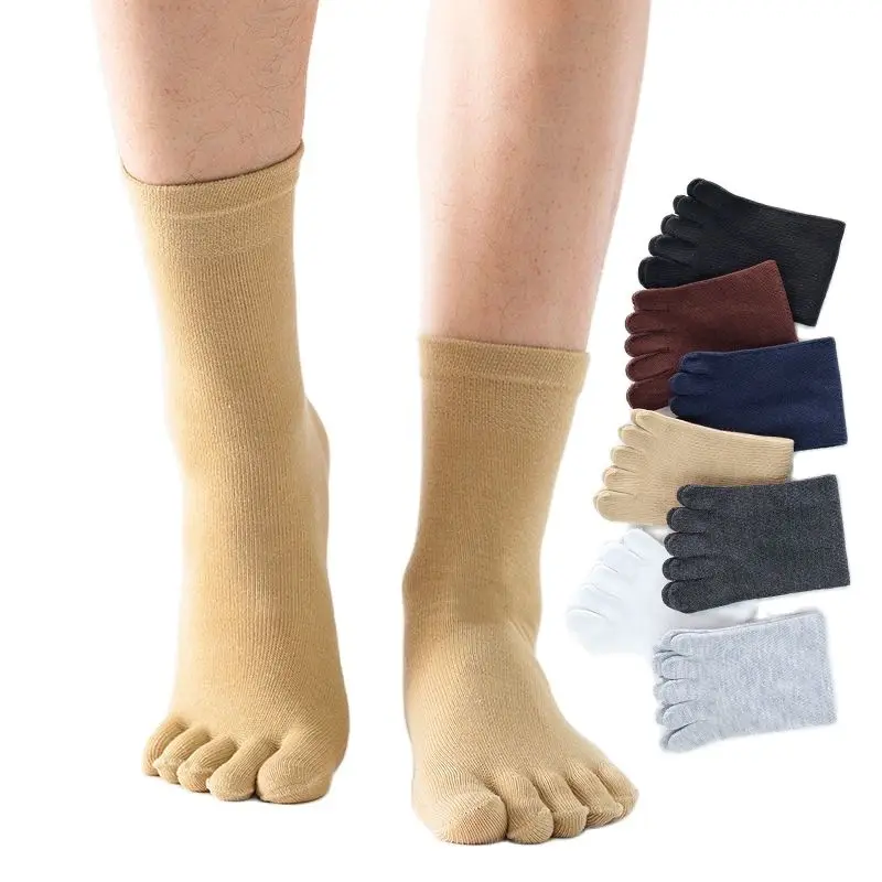 New 5 Pairs / Lot Fashion Spring Winter Style Meias Men Women's Socks Five Finger Cotton Polyester Breath Toe Sock 6 Colors