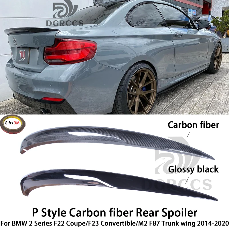 

For BMW 2 Series F22 Coupe/F23 Convertible/M2 F87 P Style Carbon fiber Rear Spoiler Trunk wing 2014-2020Carbon fiberGlossy black