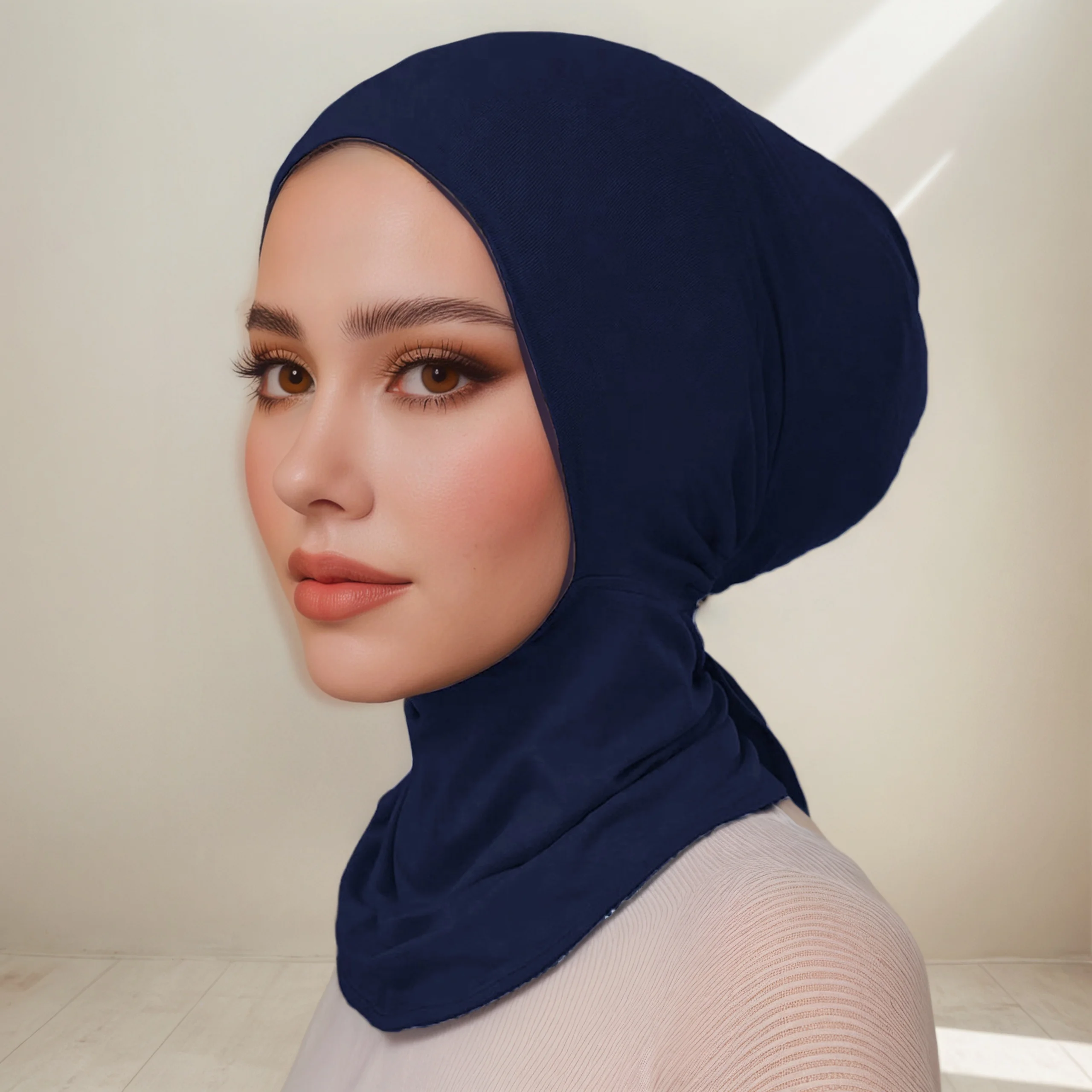 غطاء رأس نسائي مع غطاء رأس ببطانة داخلية يغطي الرأس، قبعة سحب لتدفئة الرقبة من الكريستال العمامة