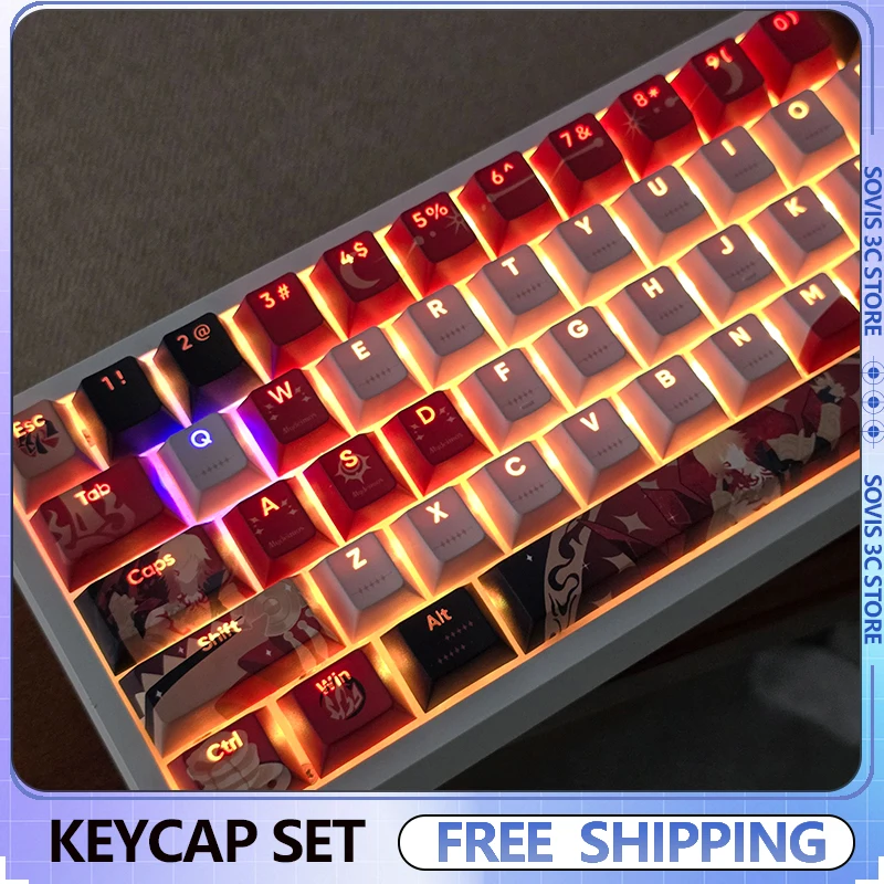 

Набор клавишных колпачков на тему аниме Sovis, 120 клавиш, PBT, изготовленная на заказ милая аниме-клавиатура, игровой колпачок с вишневым профилем для механической клавиатуры, подарок