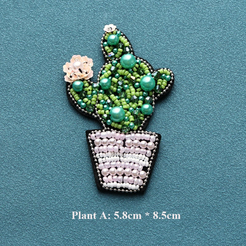 3D Cactus Eye Coconut Dolphin Patches for Clothing DIY Sew On Patches Beaded Applique Parches Bordados Para Clothing Decoration